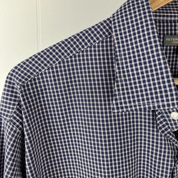 Peter Millar Summer Comfort Shirt Long‎ Sleeve Blue Plaid Timuquana CC Mens XL - Picture 4 of 6